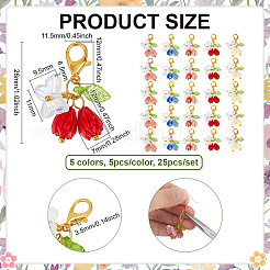 25Pcs 5 Colors Rose Butterfly Resin Pendant Decoration&nbsp;HJEW-PH02310