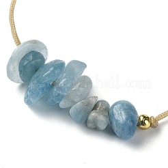 Natural Aquamarine Chips Braided Bead Bracelets&nbsp;BJEW-JB09851-03