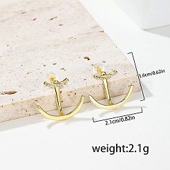 Punk Chic Brass Pave Clear Cubic Zirconia Stud Earrings&nbsp;LK0340