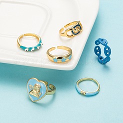 6Pcs 6 Style Golden Brass Cuff Rings&nbsp;RJEW-LS0001-03