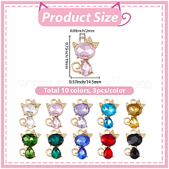30Pcs 10 Colors Alloy Glass Pendants&nbsp;FIND-BM0001-76
