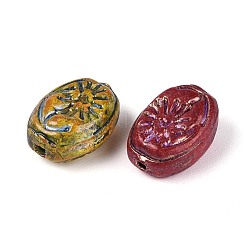 Picasso Baking Paint & Golden Metal Enlaced Glass Beads&nbsp;DGLA-T004-70M