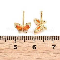 Brass Micro Pave Cubic Zirconia Stud Earrings for Women&nbsp;KK-A305-06G-05