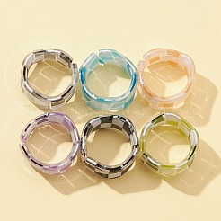 Resin Tartan Pattern Cuff Ring&nbsp;RJEW-FS0001-06