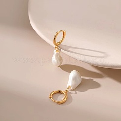 Teardrop Brass Baroque Pearl Hoop Earrings&nbsp;YP9367