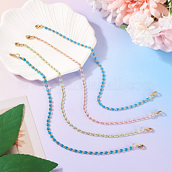 4Pcs 4 Colors Brass Enamel Curb Chain Bracelet Making&nbsp;AJEW-TA00033
