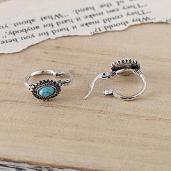 Bohemian Style Alloy Turquoise Oval Hoop Earrings&nbsp;FS-WG66729-01
