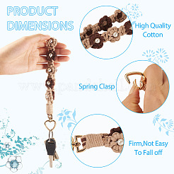 3Pcs Cotton Braided Flower Pendant Decorations&nbsp;AJEW-TA0002-72A