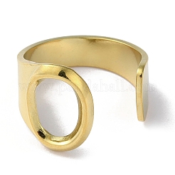 Real 18K Gold Plated 304 Stainless Steel Initial Letter Open Cuff Ring&nbsp;RJEW-H215-09G-02