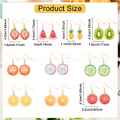 10 Pairs 10 Styles Pineapple & Pitaya Alloy Enamel Dangle Earrings&nbsp;EJEW-AN0001-37