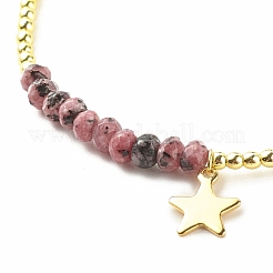 Natural Malaysia Jade(Dyed) Round Beaded Stretch Bracelet with 304 Stainless Steel Star Charms&nbsp;BJEW-JB08059-01
