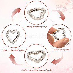 20Pcs Zinc Alloy Rhinestone Spring Gate Rings&nbsp;FIND-SP0004-36P