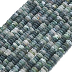 Frosted Natural Moss Agate Beads Strands&nbsp;G-K389-C37-01