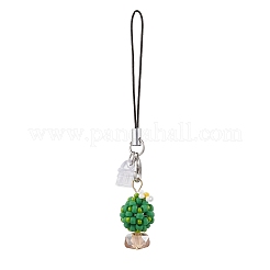 Christmas Theme Glass Seed & PVC Mobile Dustproof Plugs Pendant Decorations&nbsp;HJEW-MZ00338-02