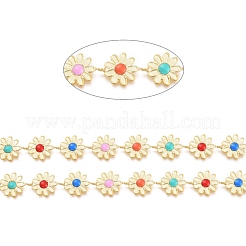 Brass Enamel Flower Link Chains&nbsp;X-CHC-K009-22G