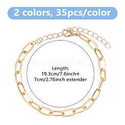 70Pcs 2 Colors Iron Paperclip Chain Bracelets for Women&nbsp;BJEW-DC0001-25