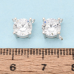 925 Sterling Silver Pave Clear Cubic Zirconia Flat Round Charms&nbsp;STER-T008-69S-02