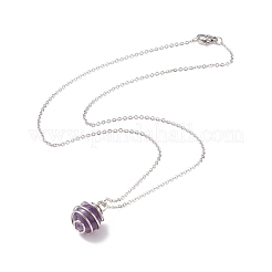 Natural Gemstone Cage Pendant Necklace with 304 Stainless Steel Cable Chains for Women&nbsp;NJEW-JN03905-01