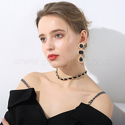 4 Pairs 4 Colors Oval & Teardrop & Rectangle Rhinestone Dangle Stud Earrings&nbsp;EJEW-AN0003-05