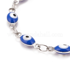 Enamel Horse Eye Link Chains Bracelet&nbsp;BJEW-P271-05P-01