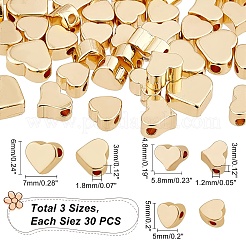90Pcs 3 Style Brass Beads&nbsp;KK-PH0004-83