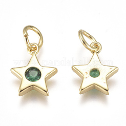 Brass Micro Pave Cubic Zirconia Charms&nbsp;ZIRC-F111-09G