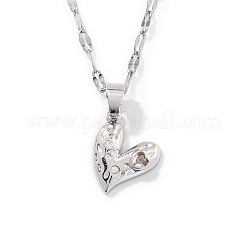 Fashionable Valentine's Day Brass Pave Clear Cubic Zirconia Heart-Shaped Pendant Necklaces for Women&nbsp;KC9019-1