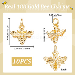 10Pcs Rack Plating Brass Bees Charms&nbsp;KK-BBC0024-77