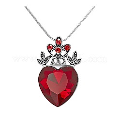 Brass Pave Glass Crown Heart Pendant Necklaces&nbsp;FS-WG3AF77-01