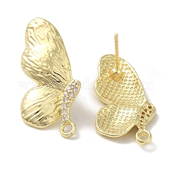 Brass Micro Pave Cubic Zirconia Studs Earring Findings&nbsp;KK-K371-16G