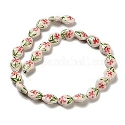 Flower Theme Printed Handmade Porcelain Beads&nbsp;LAMP-D303-06A-01