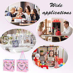 Heart Flower Thank You Printed Paper Storage Gift Tote Bags for Wedding Party Gift Wrapping Bags&nbsp;ABAG-WH0038-77A