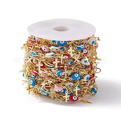 Enamel Horse Eye & Star & Moon Link Chains&nbsp;CHC-C003-26G-03