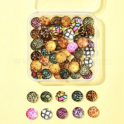 60Pcs Animal Skin Printed Glass Cabochons&nbsp;GGLA-FS0001-15