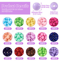 300Pcs 15 Colors Opaque Acrylic Beads&nbsp;SACR-TA0001-13