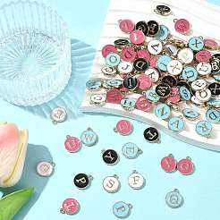 104Pcs 4 Colors Initial Letter A~Z Alphabet Enamel Charms&nbsp;ENAM-FS0003-90
