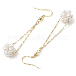 Shell Pearl Beads & Brass Cable Chain Dangle Earrings&nbsp;EJEW-TA00570