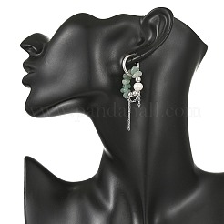 4 Pairs 4 Styles Natural Amethyst & Aquamarine & Green Aventurine & Eagle Eye Stone Chips Drop Earrings&nbsp;EJEW-TA00817