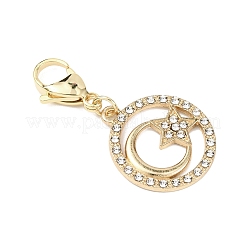 5Pcs Star Moon Alloy Rhinestone Pendant Decorations&nbsp;HJEW-JM04371