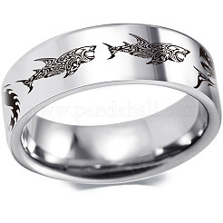 Shark Pattern 201 Stainless Steel Finger Rings&nbsp;FS-WG835B4-01