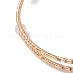 Natural Rose Quartz Round Beaded Cuff Bangle&nbsp;BJEW-JB10113-02
