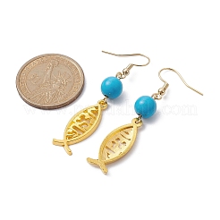 6 Pair 6 Style Brass Cross & Alloy Jesus Fish Dangle Earrings&nbsp;EJEW-JE05401
