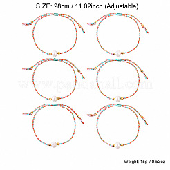 Summer Natural Freshwater Pearl Round Beads Braided Cotton Cord Bracelet Sets for Women&nbsp;ZJ7580-1