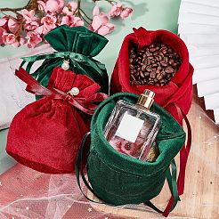 Velvet Jewelry Bags with Drawstring & Plastic Imitation Pearl&nbsp;TP-NB0001-20A