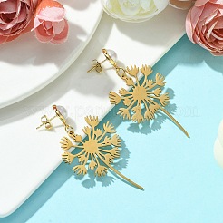 201 Stainless Steel Dandelion Dangle Stud Earrings with Brass Pins&nbsp;EJEW-TA00387