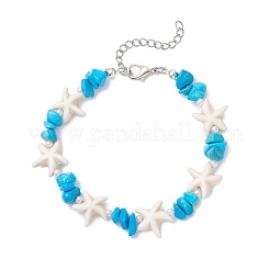 Synthetic Turquoise & ABS Plastic Imitation Pearl Beaded Bracelets for Women&nbsp;BJEW-JB12370