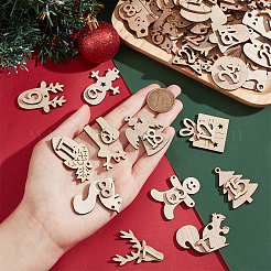 2 Sets 2 Styles Christmas Advent Calendar Number Wooden Numbers Pendant Decorations&nbsp;AJEW-NB0005-40