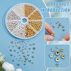 1080Pcs 8 Styles Brass Smooth Round Beads&nbsp;FIND-PH0018-84