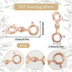 6Pcs Sterling Silver Double Spring Ring Clasps&nbsp;STER-SC0001-22RG