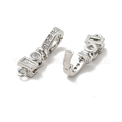 Brass Micro Pave Clear Cubic Zirconia Fold Over Clasps&nbsp;KK-G419-31P